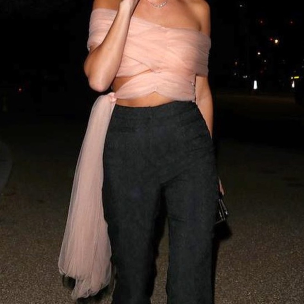 Zena Presley off the shoulder tulle top shirt blush pink M NWT ballerina